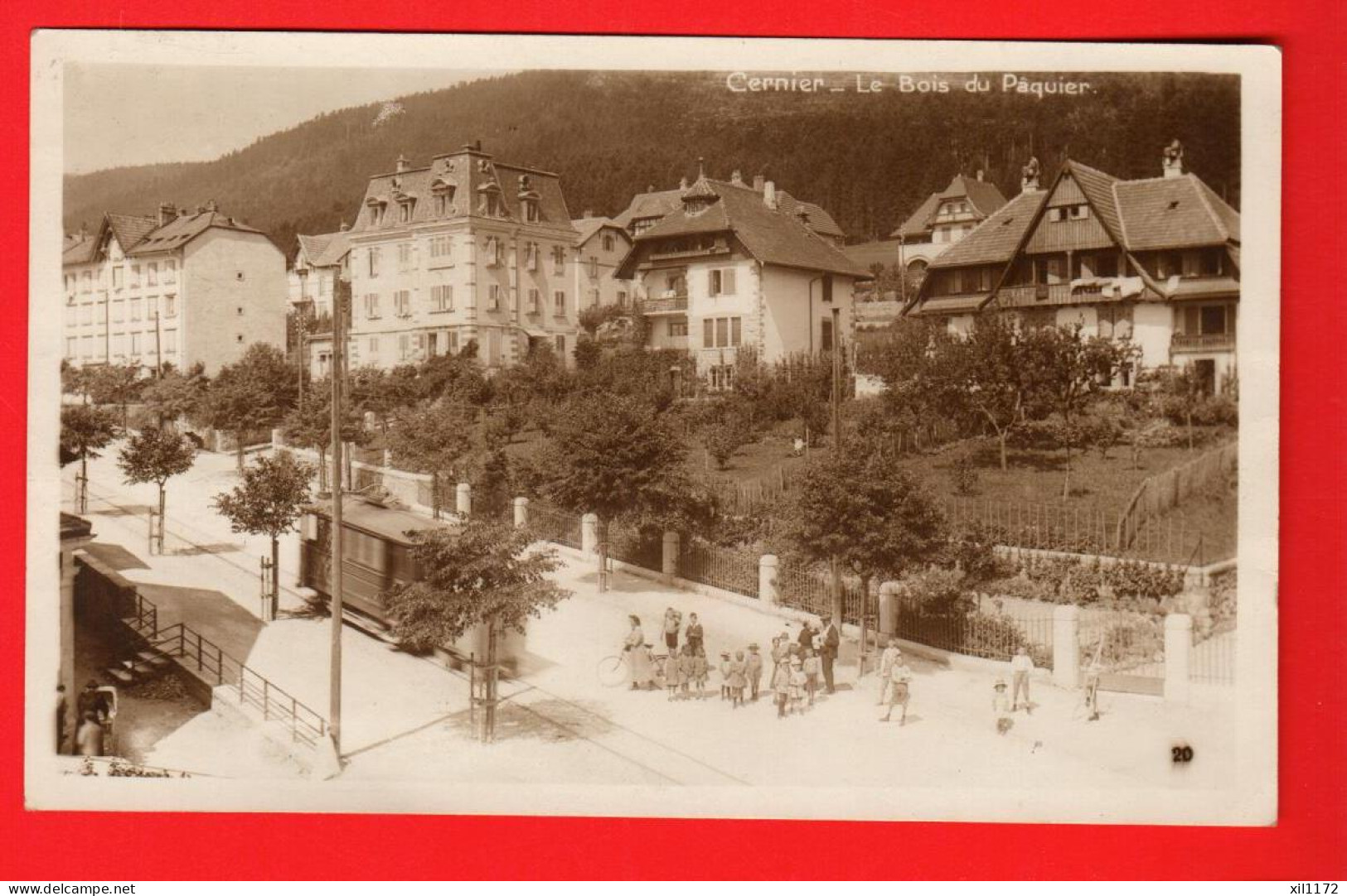 DBC-22 RARE CERNIER  Bois Du Paquier  Tramway  TRES ANIME. Perrochet-Matile 20  Circulé 1924 - Cernier