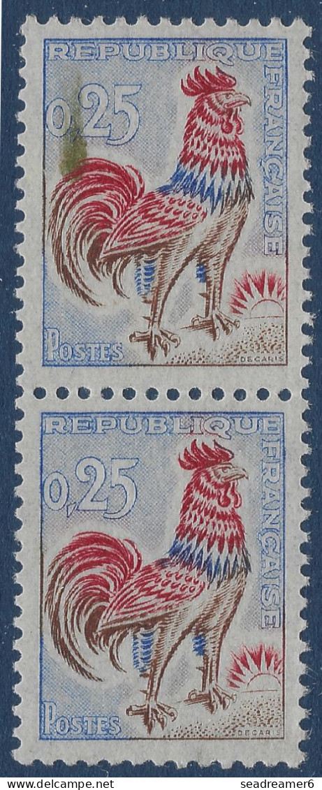 Coq De DECARIS N°1331 0.25c Variété D'impression à La Météorite ! Tenant à Normal TTB - 1962-1965 Gallo De Decaris