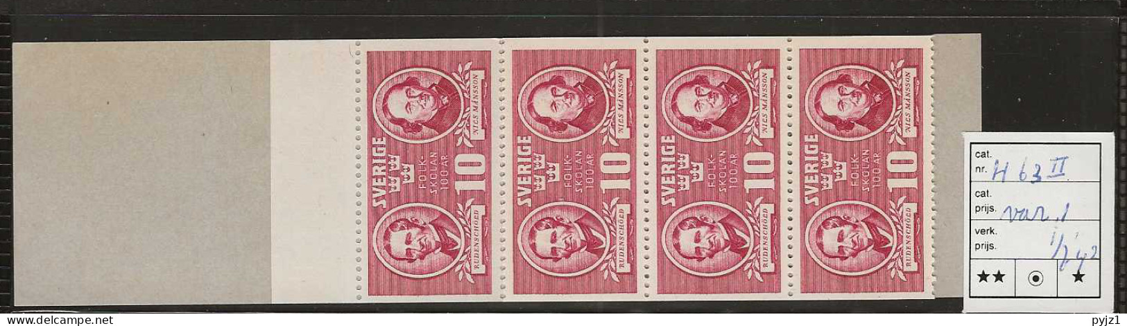 1942 MNH Sweden Booklet Facit H63 Type II Postfris** - 1904-50