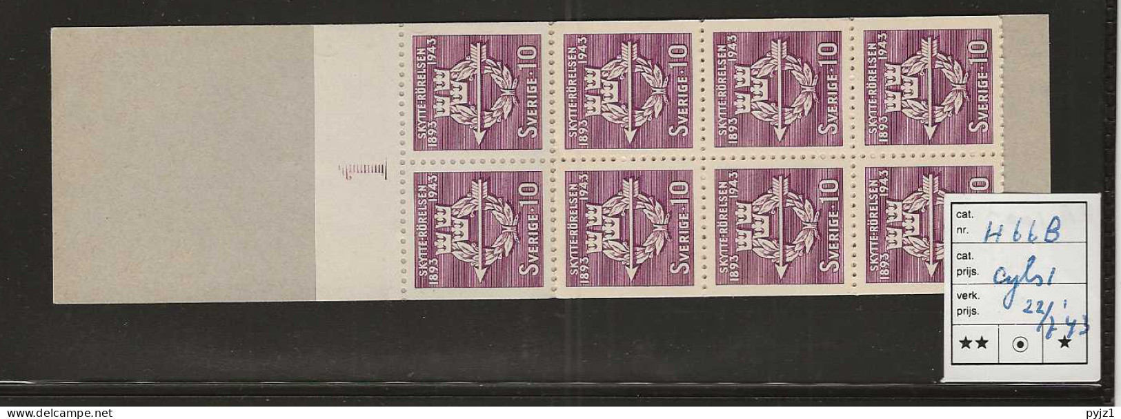 1942 MNH Sweden Booklet Facit H66 Postfris** - 1904-50