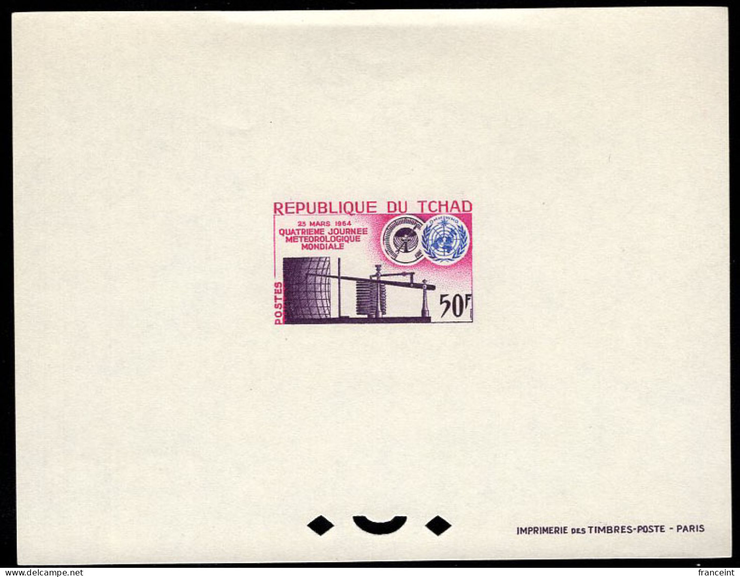 CHAD(1964) Barograph. WMO Emblem. Deluxe Sheet. 4th World Meteorology Day. Scott No 100, Yvert No 98. - Tchad (1960-...)