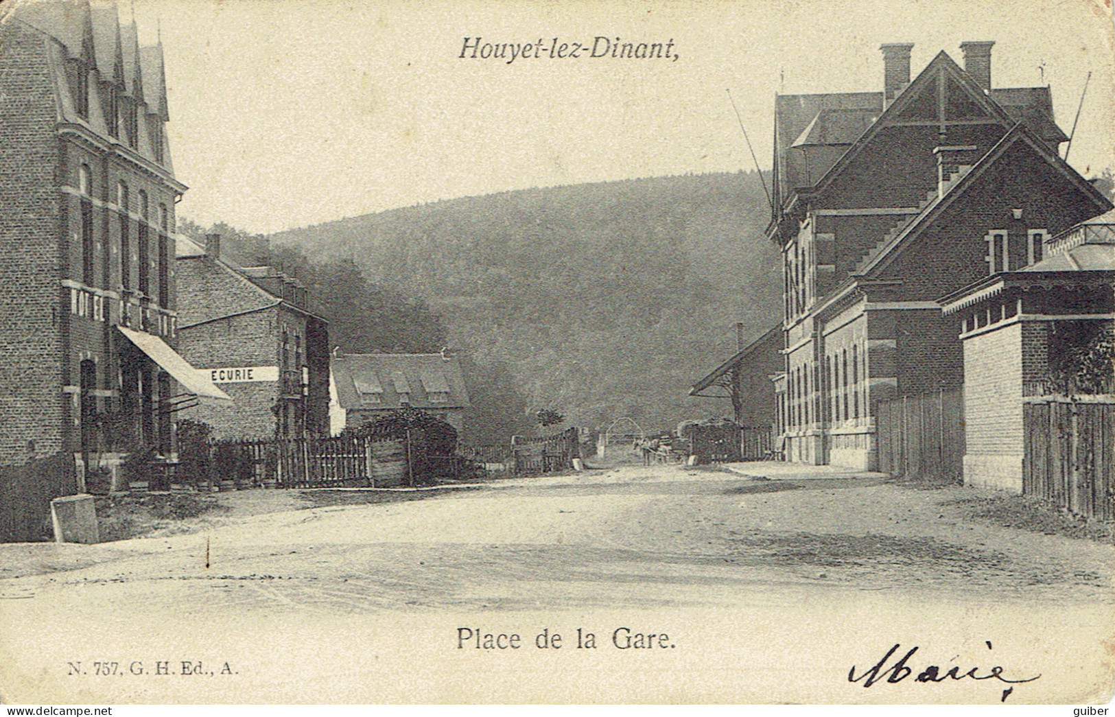 Houyet Lez Dinant Place De La Gare Du Chemin De Fer 1905 - Houyet