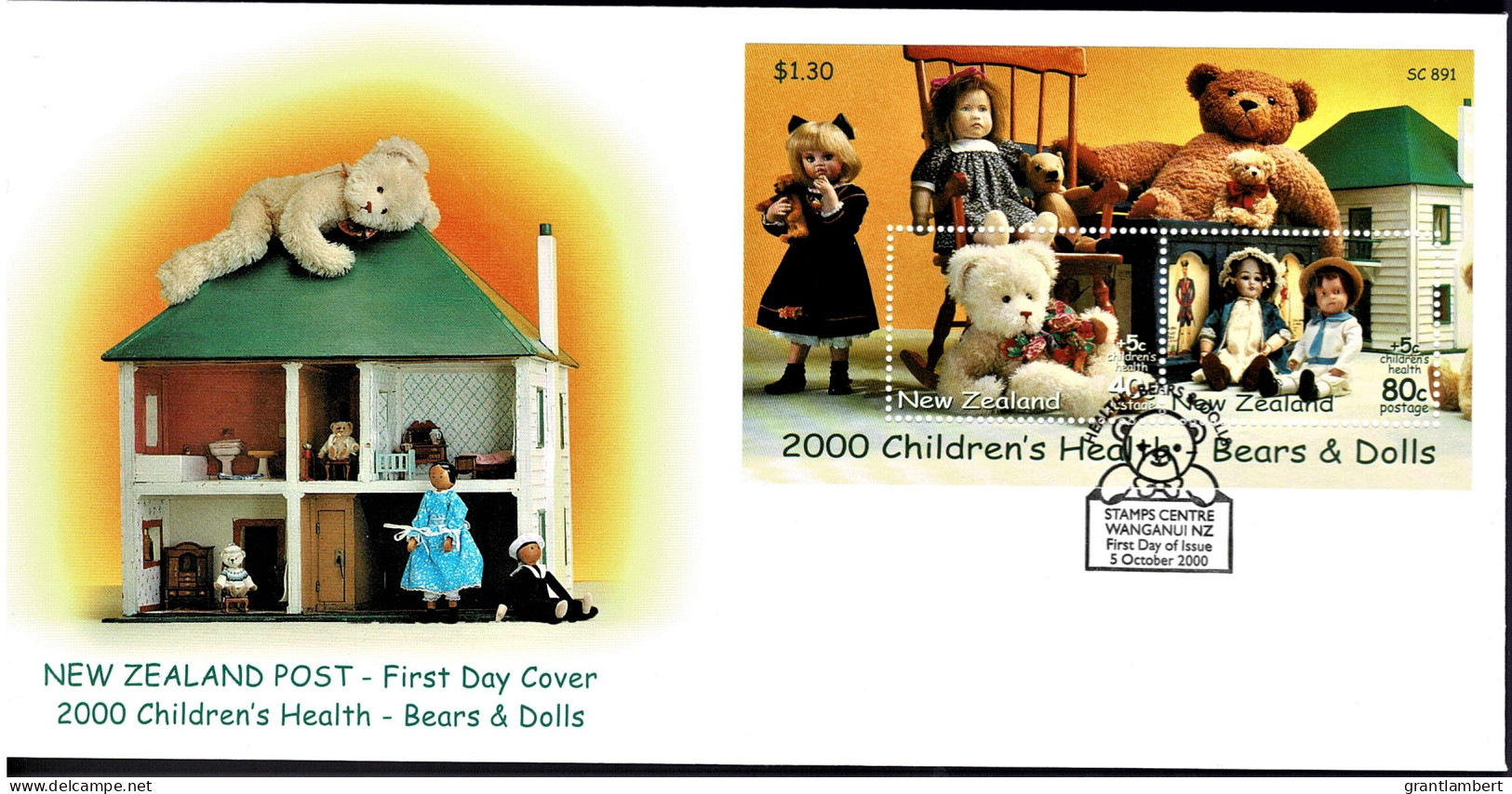 New Zealand 2000 Children's Health  - Dolls & Bears Minisheet FDC - FDC