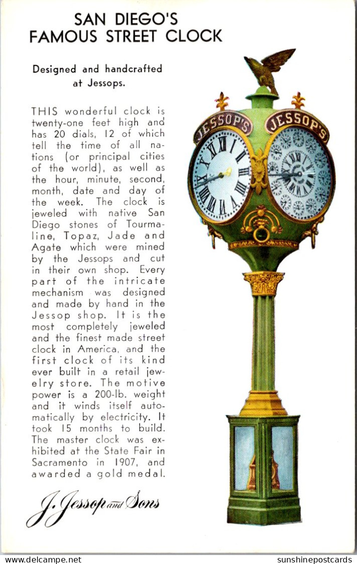 California San Diego Famous Street Clock J Jessop & Sons - San Diego