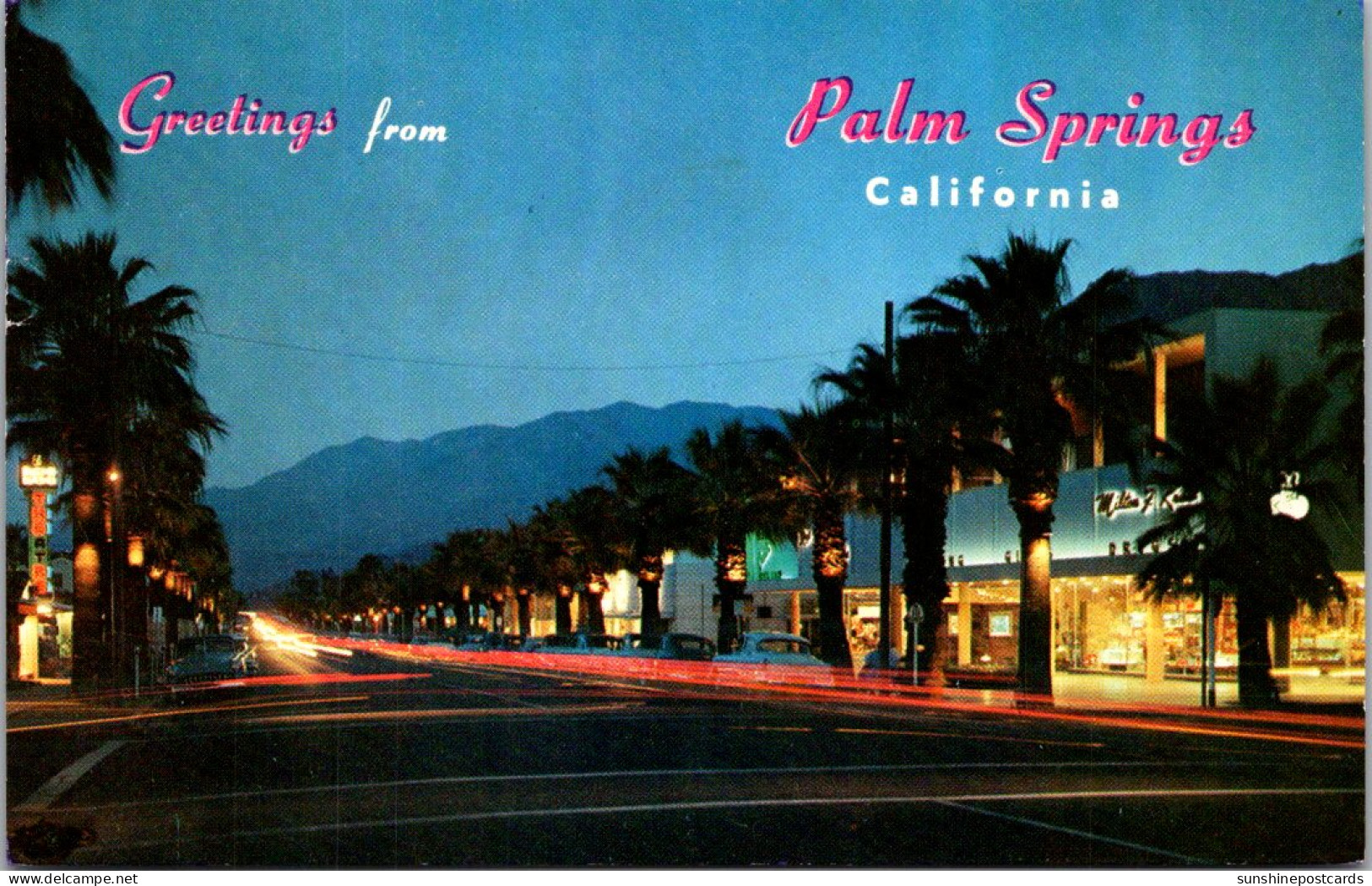 California Greetings From Palm Springs Palm Canyon Drive At Night 1963 - Palm Springs