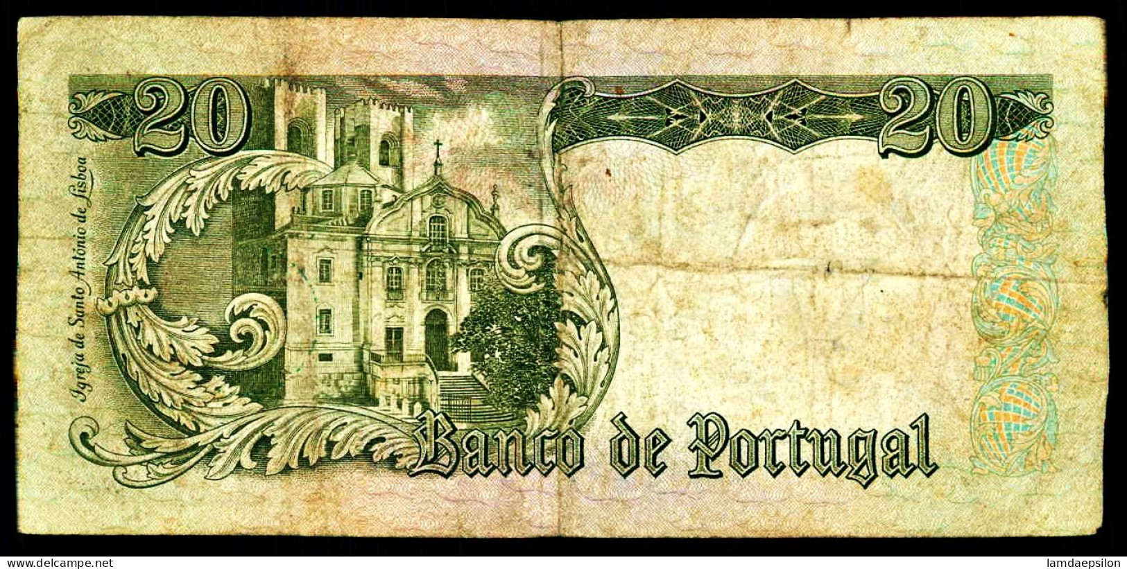 A9  PORTUGAL  BILLETS DU MONDE   BANKNOTES  20 ESCUDOS 1964 - Portugal