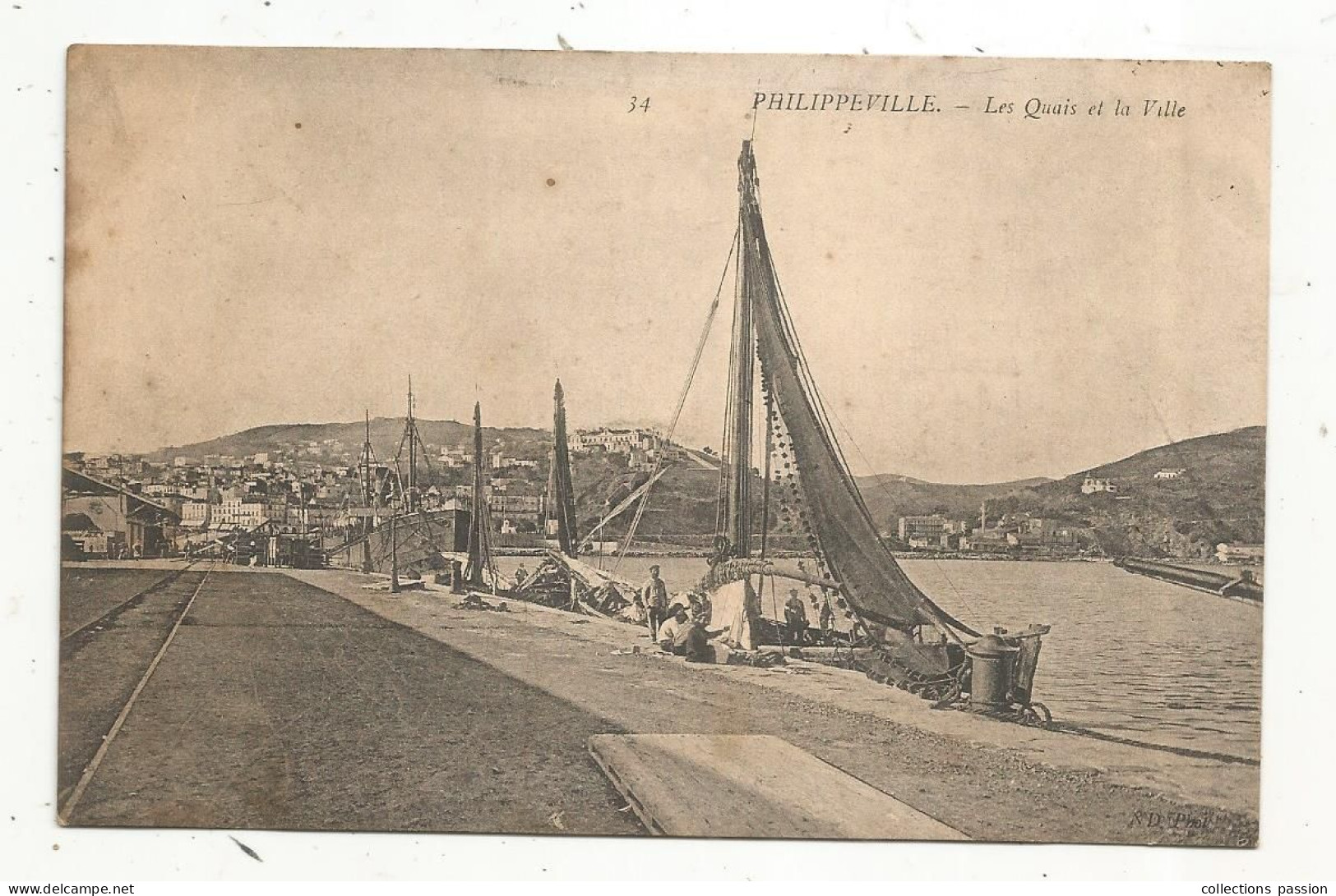 Cp, ALGERIE, PHILIPPEVILLE, SKIKDA, Les Quais Et La Ville, Voyagée 1906, Bateau , Voilier - Skikda (Philippeville)