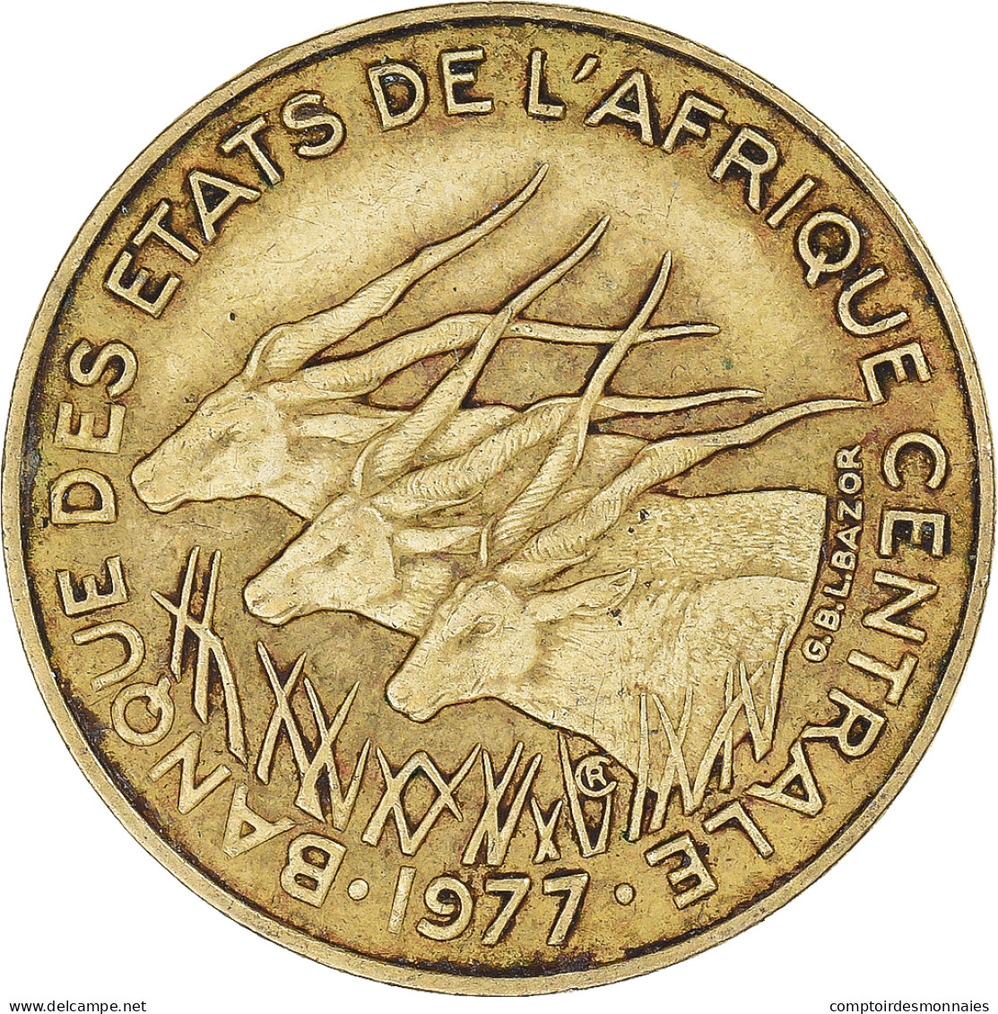 Monnaie, États De L'Afrique Centrale, 10 Francs, 1977 - República Centroafricana