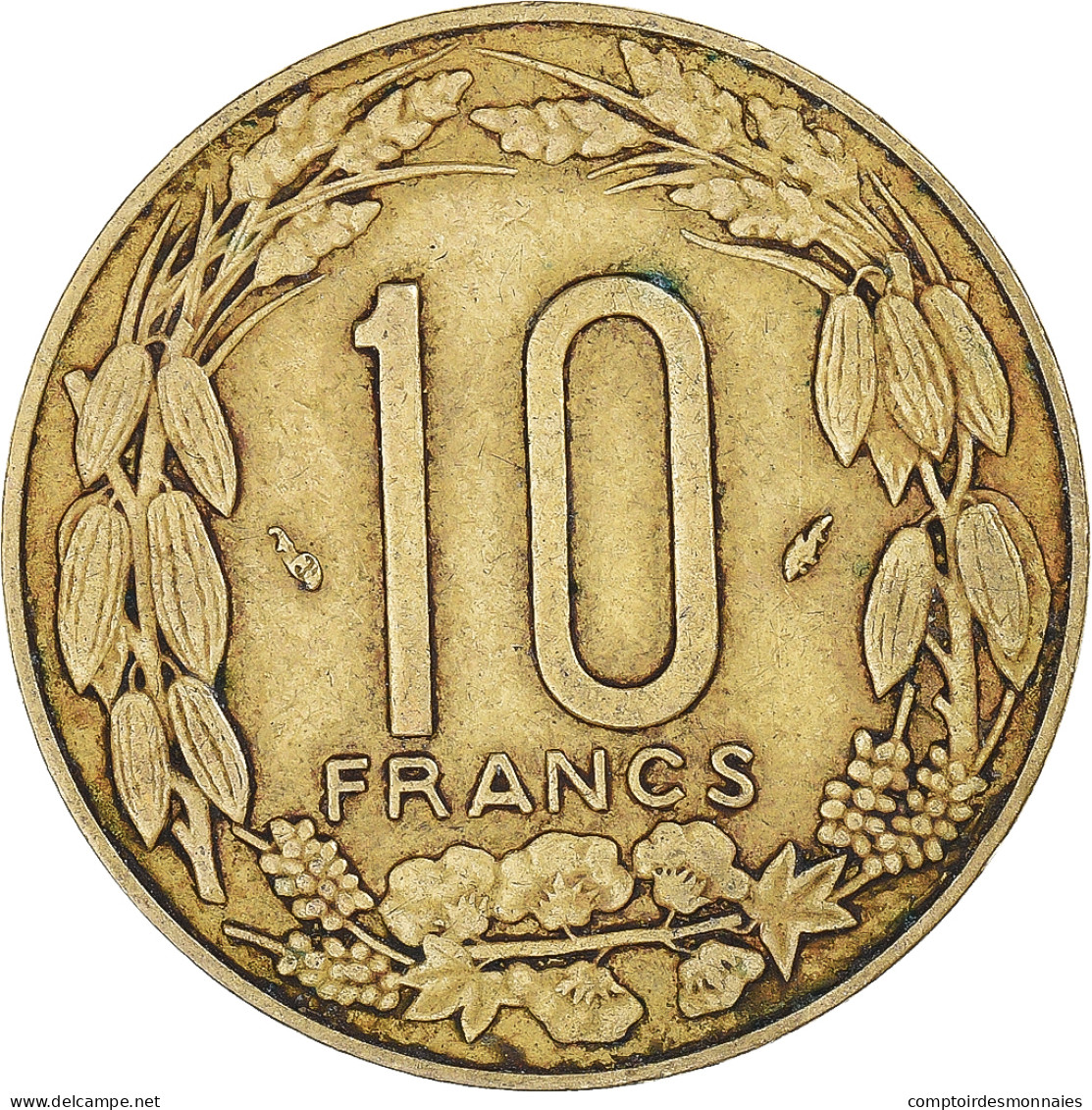 Monnaie, États De L'Afrique Centrale, 10 Francs, 1977 - República Centroafricana