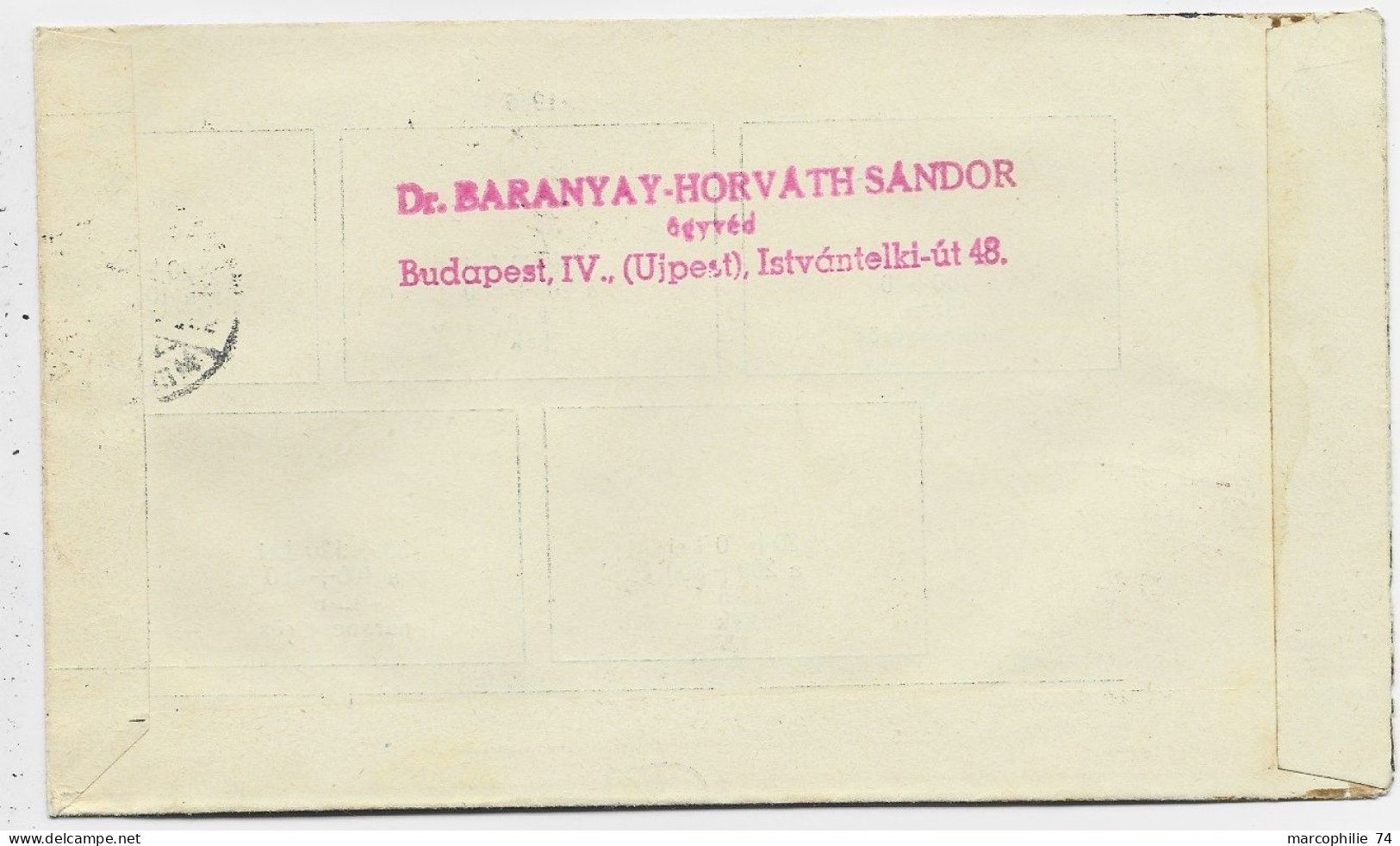 HUNGARY MAGYAR 60F+1FT LETTRE COVER AVION BUDAPEST 2 JANV 1952 TO ST ETIENNE FRANCE - Storia Postale