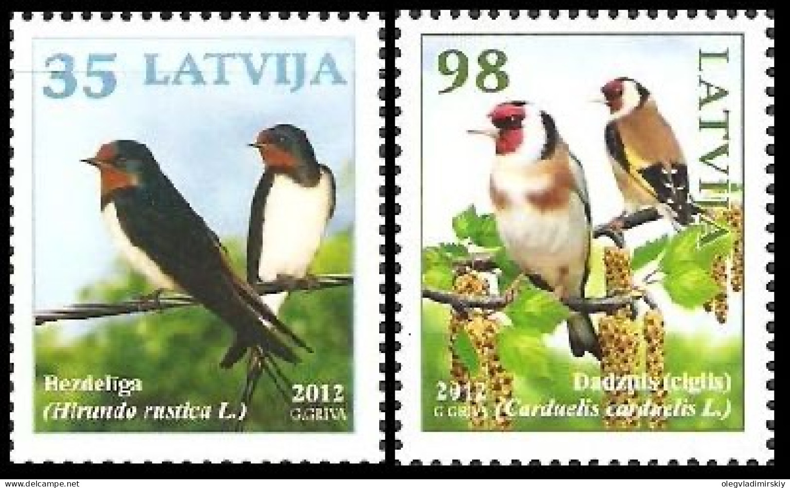 Latvia Lettland 2012 Birds Set Of 2 Stamps Mint - Golondrinas