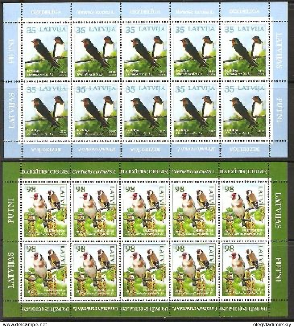 Latvia Lettland 2012 Birds Set Of 2 Sheetlets Mint - Schwalben