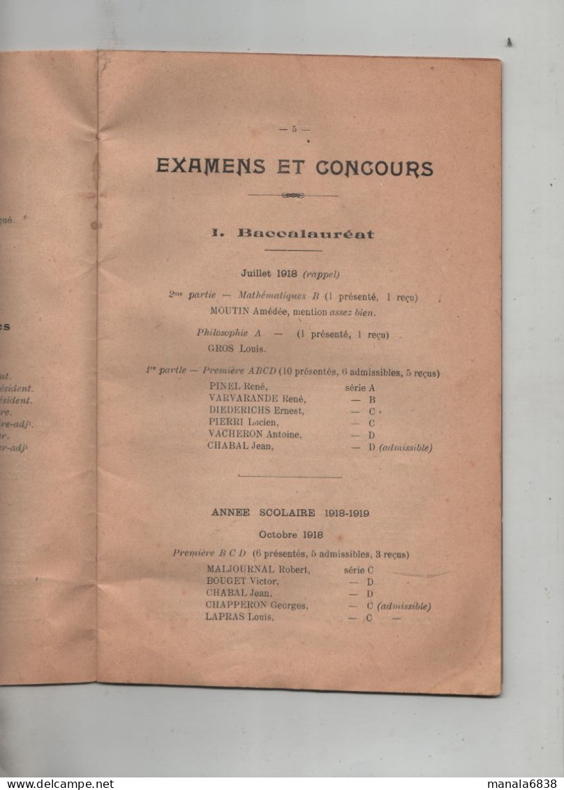 Collège Bourgoin Distribution Solennelle Des Prix Palmarès Classement élèves 1919 - Non Classés