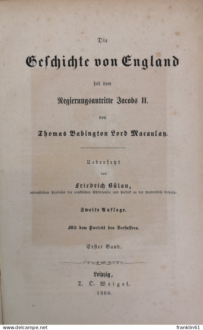Die Geschichte Englands Seit Dem Regierungsantritte Jacobs II. Fünf Bände. Komplett. - 4. Neuzeit (1789-1914)