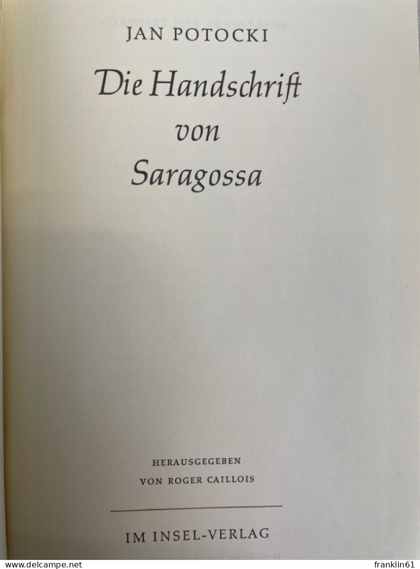 Die Handschrift Von Saragossa. - Poésie & Essais