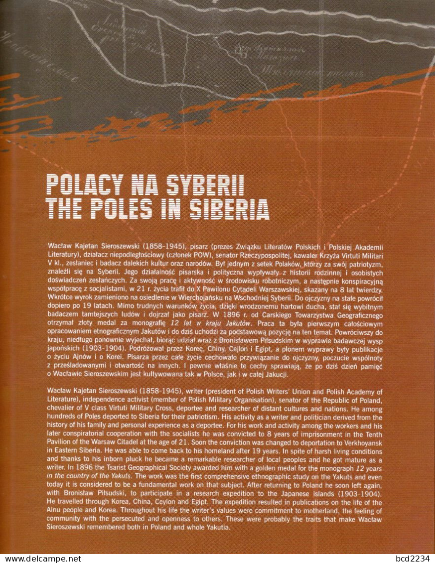 POLAND 2018 POLISH POST OFFICE SPECIAL LIMITED EDITION FOLDER: POLES IN SIBERIA WACLAW SIEROSZEWSKI WRITER AUTHOR RUSSIA - Storia Postale