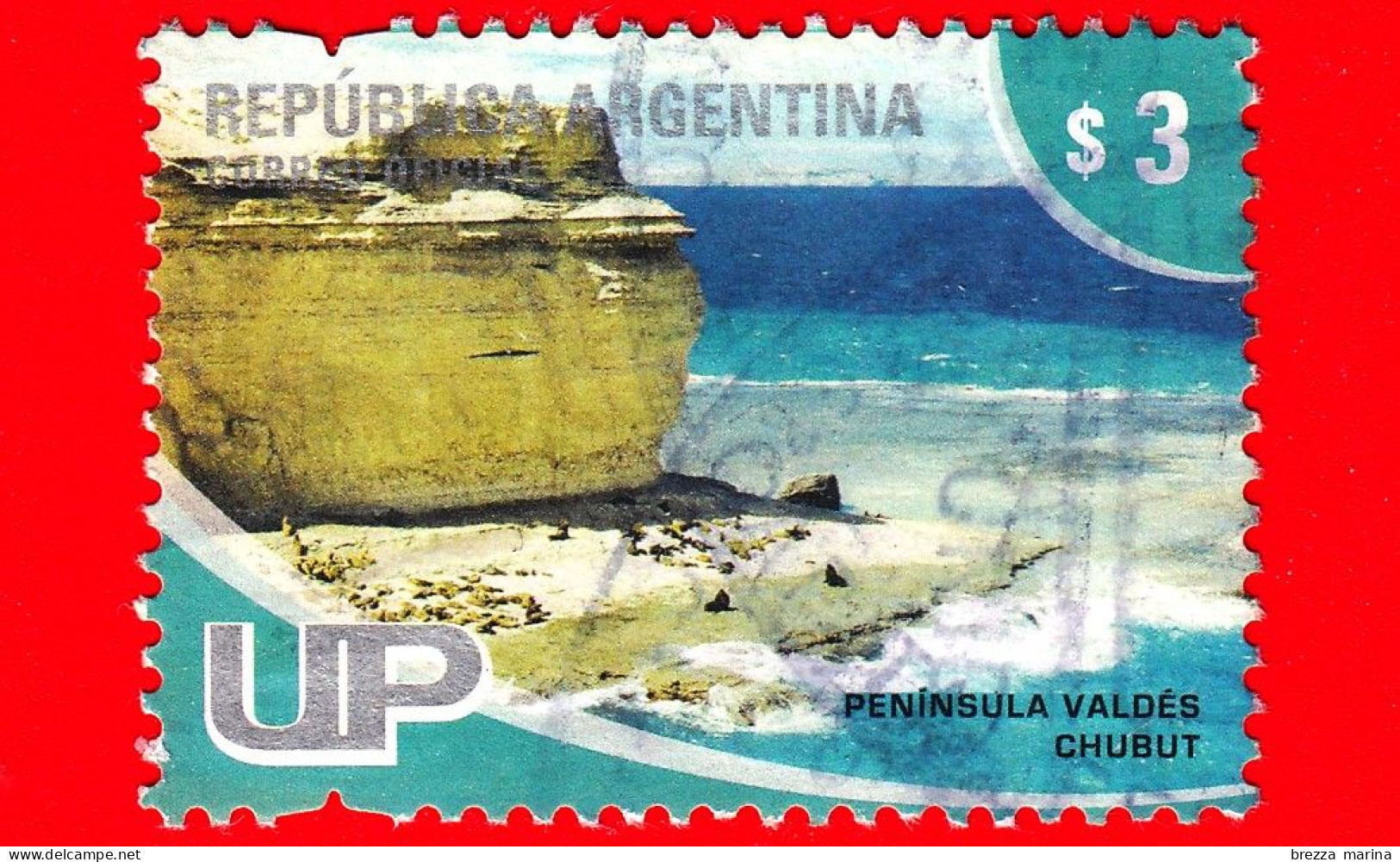 ARGENTINA - Usato - 2008 - Attrazioni Turistiche - Spiaggia - Peninsula Valdés Chubut - $ 3.00 - Gebraucht