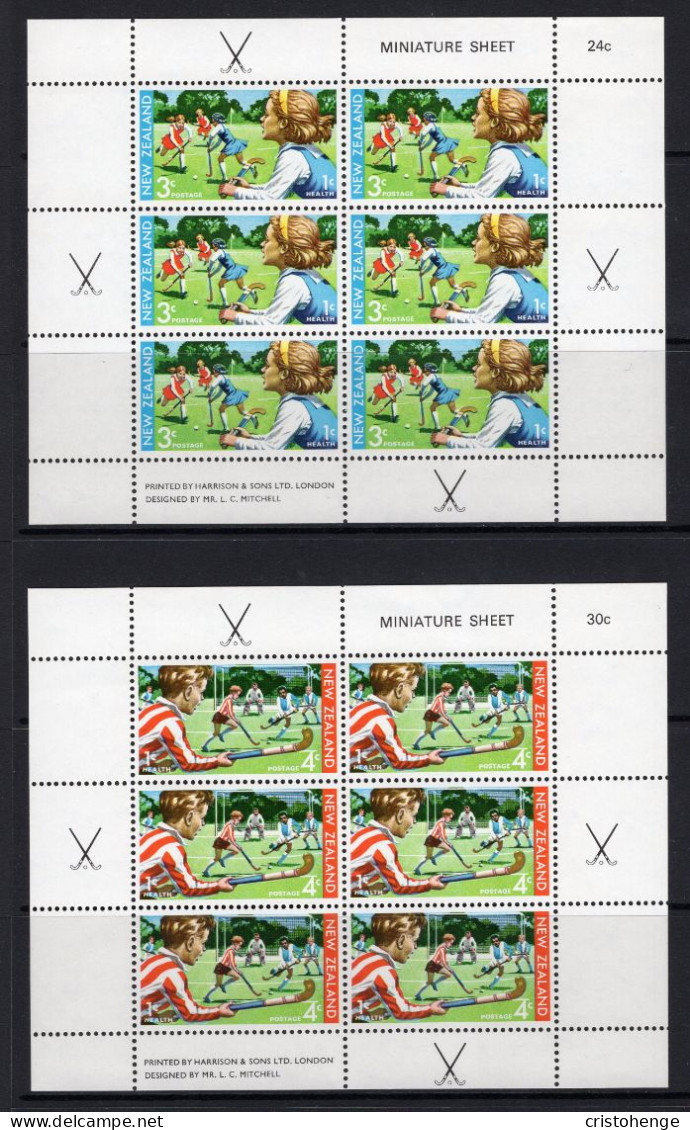 New Zealand 1971 Heatlth - Hockey & Dental Health MS Set Of 2 MNH (SG MS963a&b) - Neufs