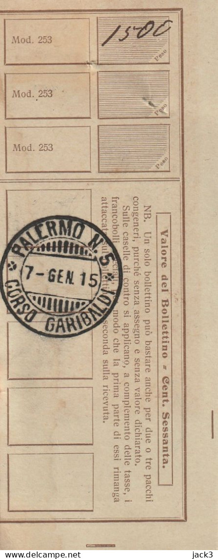 RICEVUTA PACCO POSTALE - 1915 - Postal Parcels