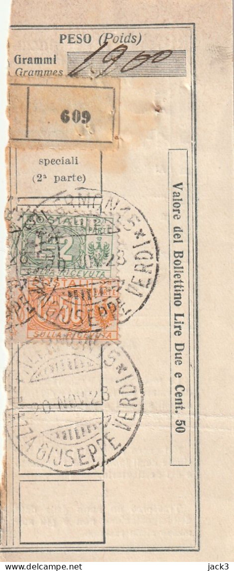 RICEVUTA PACCO POSTALE - 1928 - Postal Parcels