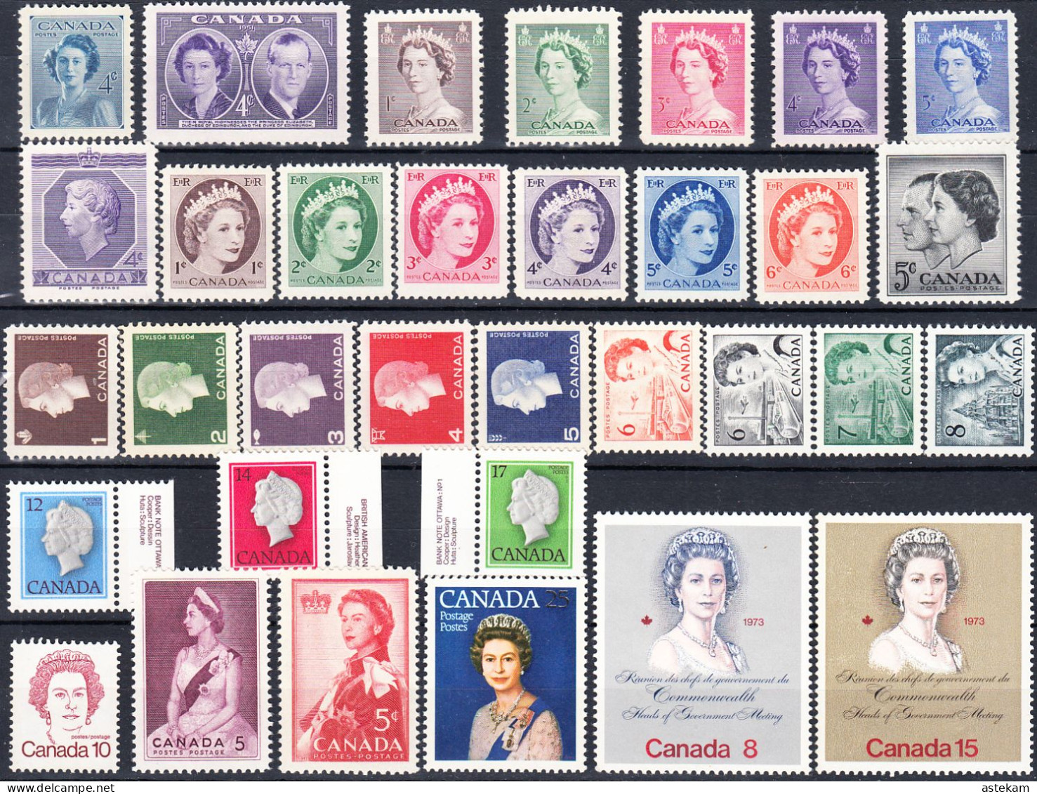 CANADA, COLLECTION Of COMPLETE EDITIONS (33 STAMPS) With FACE OF QUEEN ELIZABETH II With GOOD MNH QUALITY, *** - Collections