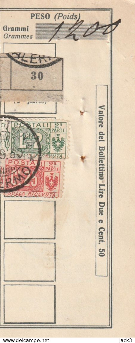 RICEVUTA PACCO POSTALE - 1930 - Paketmarken