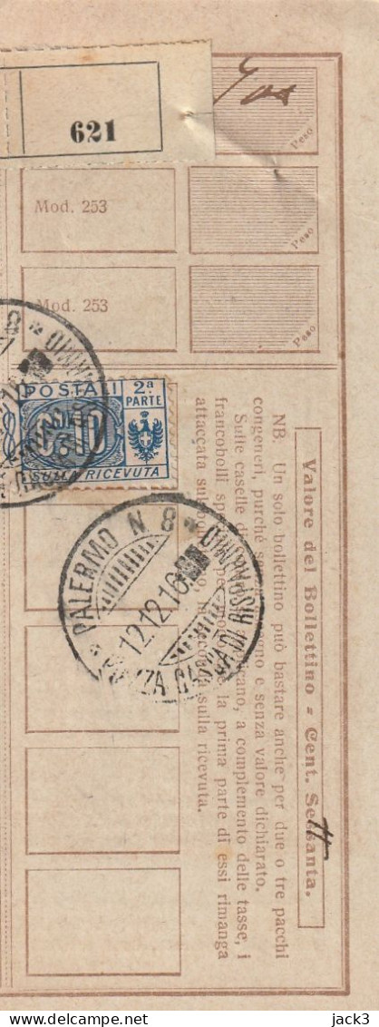 RICEVUTA PACCO POSTALE - 1916 - Paketmarken