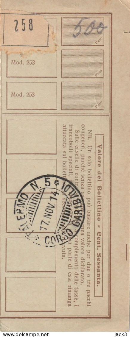 RICEVUTA PACCO POSTALE - 1914 - Pacchi Postali