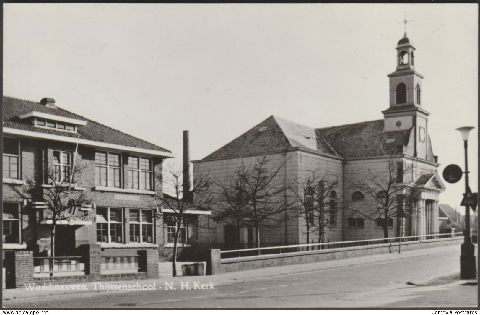 Thijssenschool & N H Kerk, Waddinxveen, C.1960s - Sonneveld Foto Briefkaart - Waddinxveen