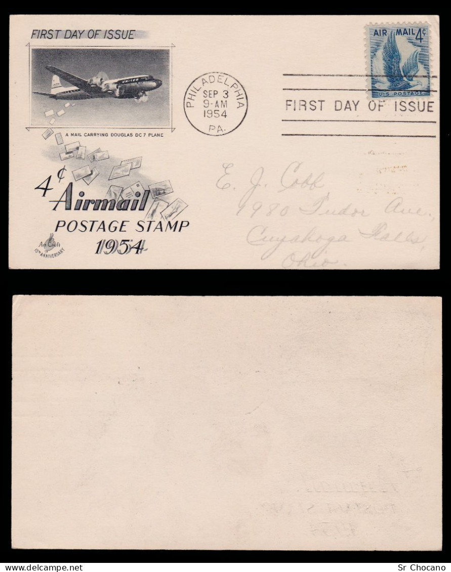 US.AIR MAIL.1954.Post Cards.FIRST DAY ISSUE.SCOTT C48 - 1951-1960