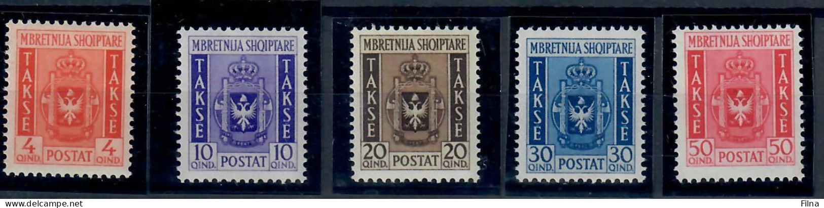 ALBANIA 1940 REGNO DI VITTORIO EMANUELE III  SEGNATASSE  SERIE COMPLETA MH/* - Albania