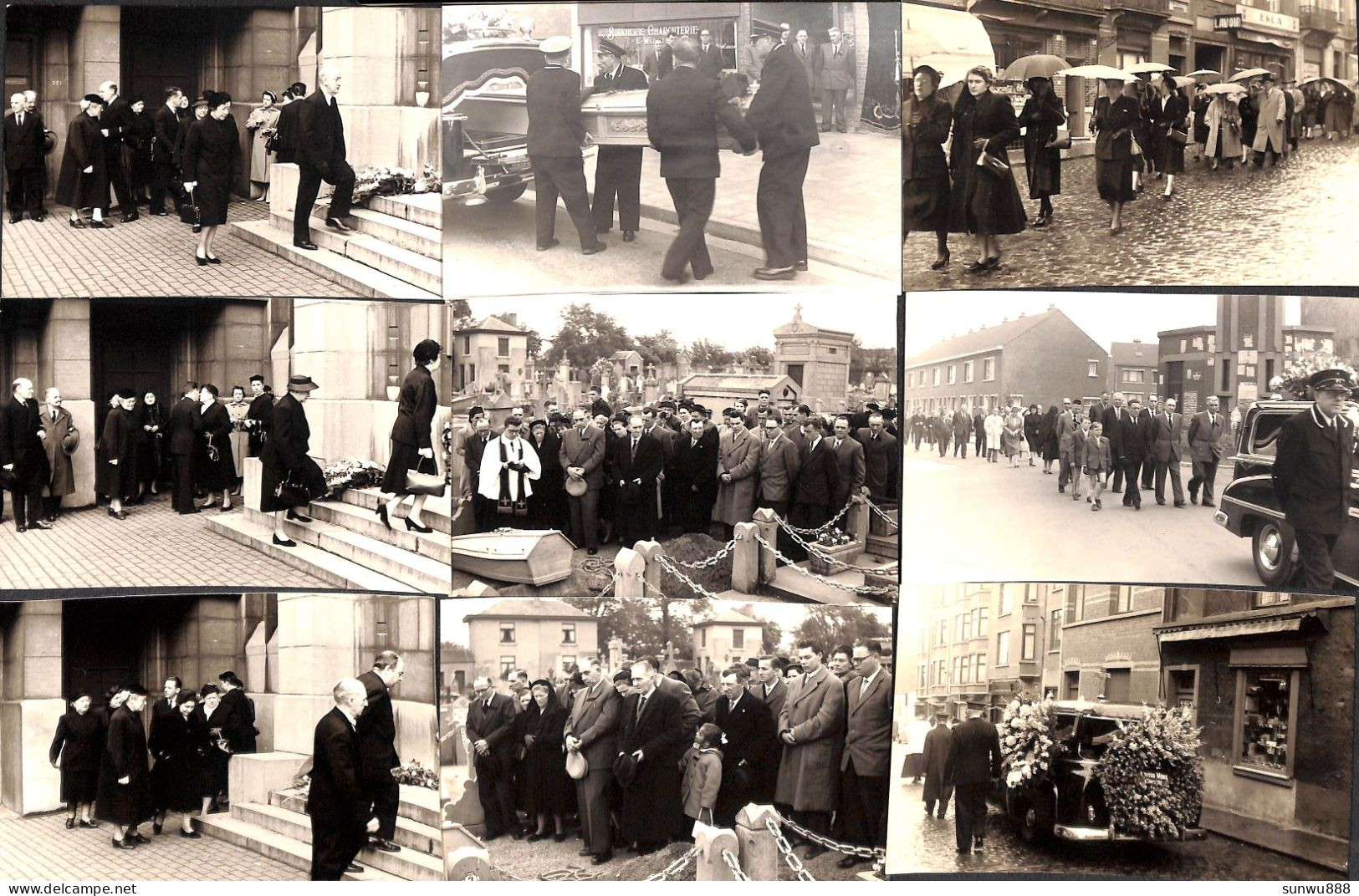 Lot 95 Cartes Photo (Gevaert Agfa) Funérailles Corbillard Obsèques Levée Du Corps Eglise Cimetière Belgique - Begrafenis