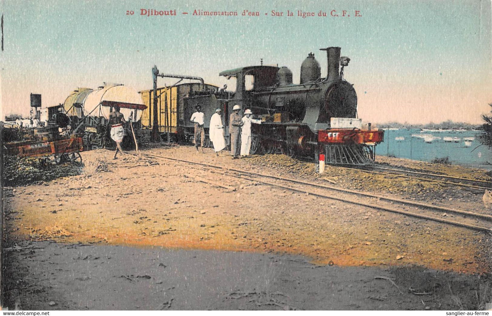 CPA AFRIQUE DJIBOUTI ALIMENTATION D'EAU SUR LA LIGNE DU C.F.E. / TRAIN - Djibouti