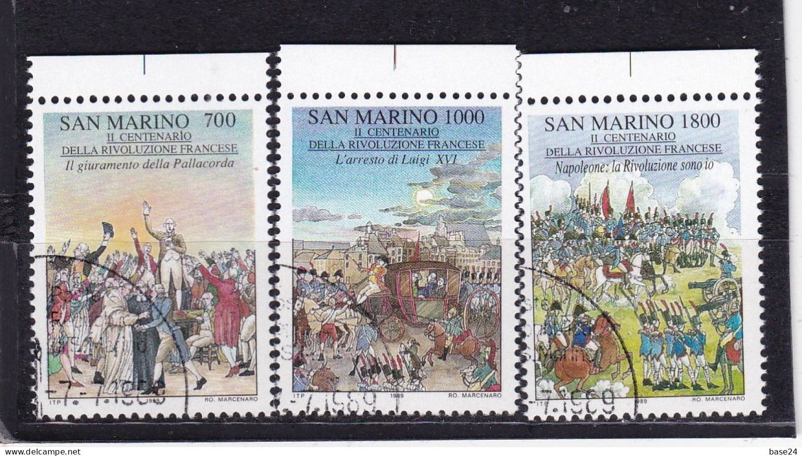 1989 San Marino Saint Marin RIVOLUZIONE FRANCESE FRENCH REVOLUTION Serie Di 3 Valori USATI USED - Gebraucht