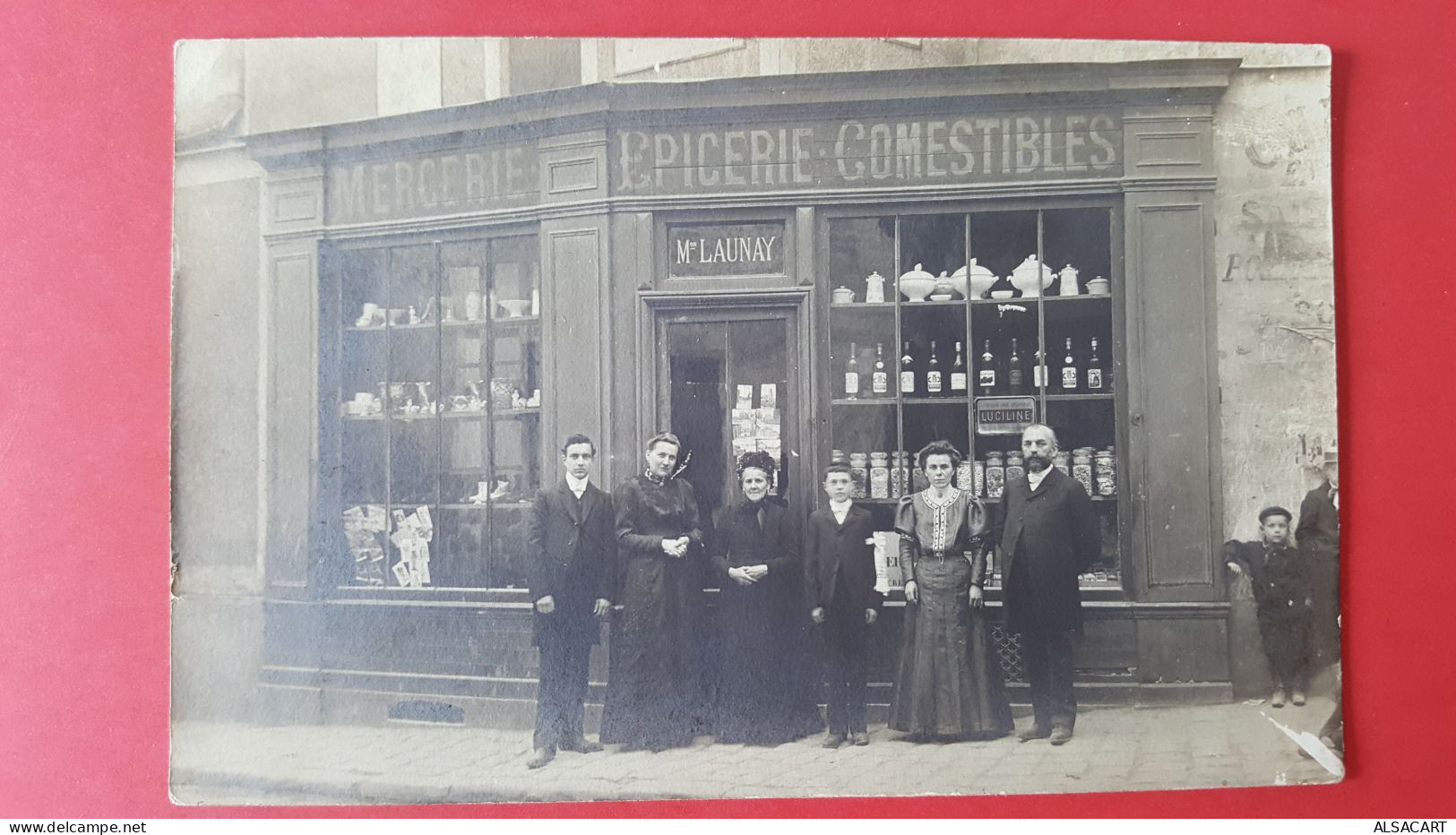 Carte Photo D'une épicerie Comestibles , Monsieur Launay - Winkels