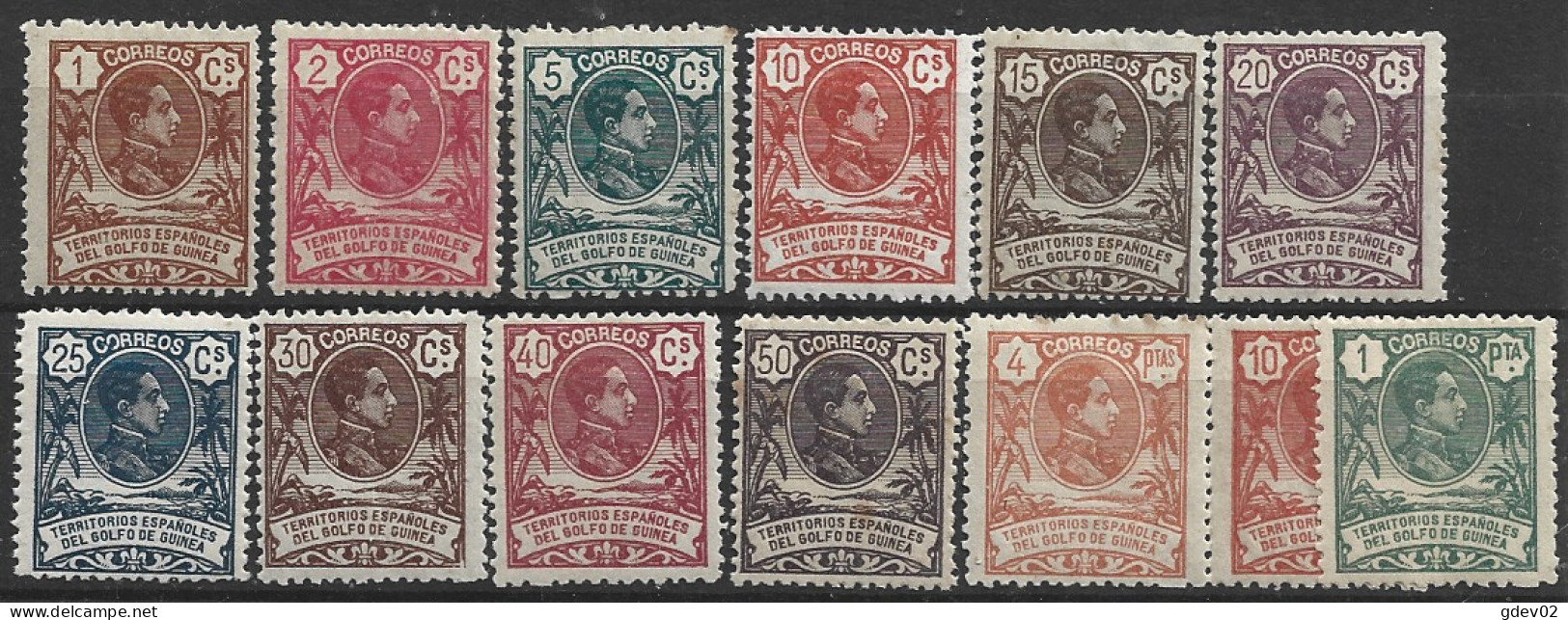 GUI59SF-L4437-TESPTAN.Guinee.GUINEA ESPAÑOLA. Alfonso Xlll.1908  (Ed 59/71**) S/c.BONITO - Nuovi