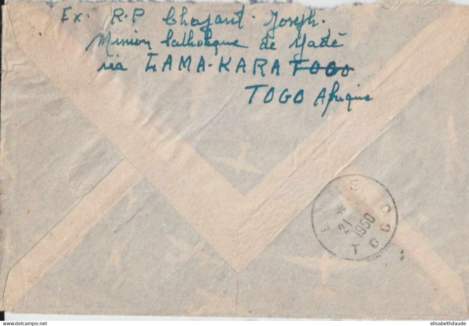 TOGO - 1950 - ENVELOPPE Par AVION De LAMA-KARA (RARE) ! => PARIS - ANIMAUX / GAZELLES - Storia Postale