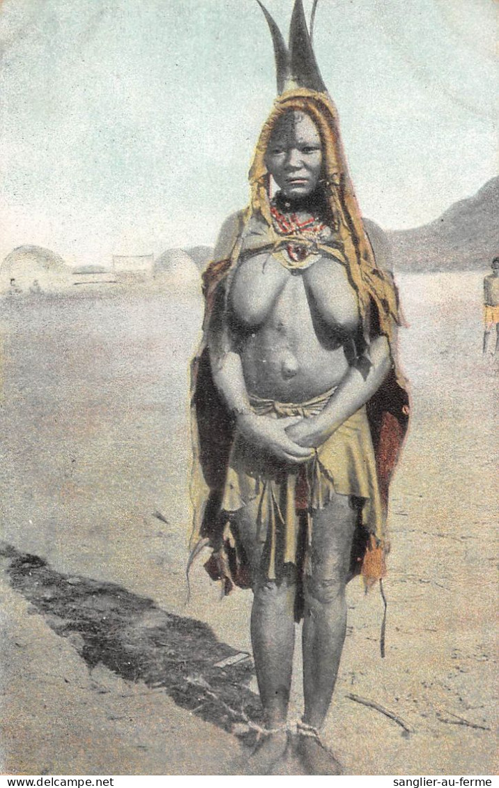 CPA AFRIQUE DE L'OUEST ALLEMANDE FELDHEREROFRAU DEUTSCH SUD WEST AFRIKA / FEMME SEINS NUS / RARE - Non Classés