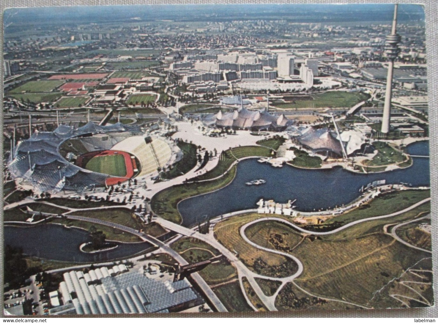 GERMANY DEUTSCHLAND MUNICH MÜNCHEN OLYMPIC STADIUM TV TOWER CARD POSTKARTE POSTCARD ANSICHTSKARTE CARTE POSTALE PC CP AK - Langen