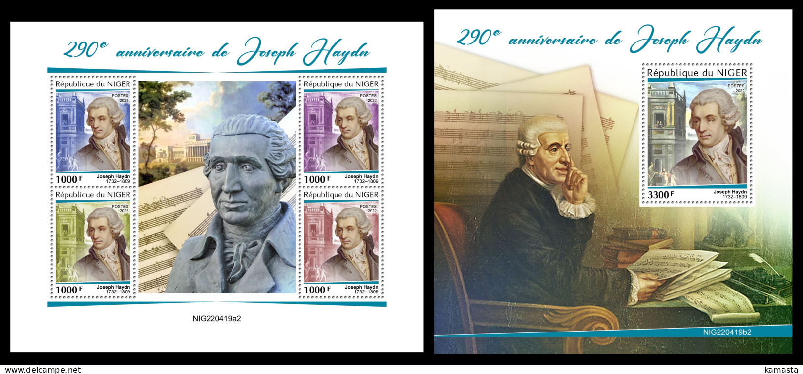 Niger  2022 Joseph Haydn.  (419) OFFICIAL ISSUE - Musique