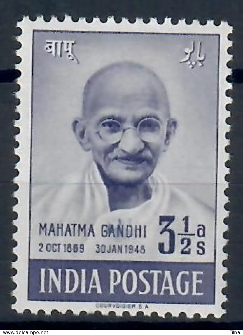INDIA 1948 MAHATMA GANDHI 3 1/2 A MH/* - Oblitérés
