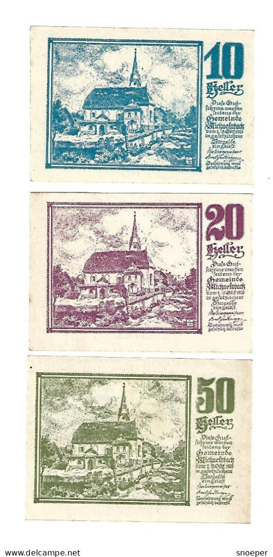 *notgeld   Austria Notgeld  Michaelbach  Serie Compleet  611 - Autriche