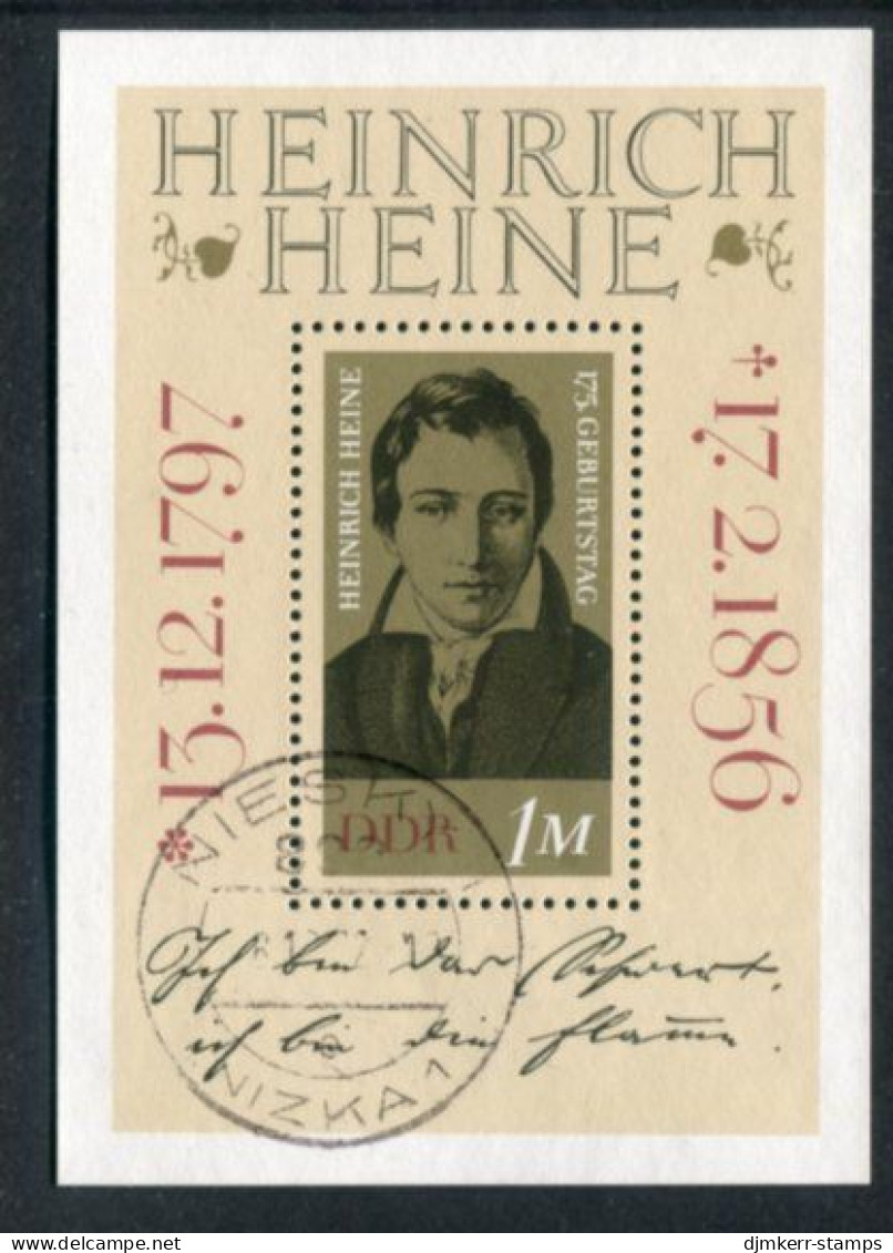 DDR / E. GERMANY 1972 Heine Birth Anniversary Block Used With Datestamp.  Michel Block 37 - Oblitérés