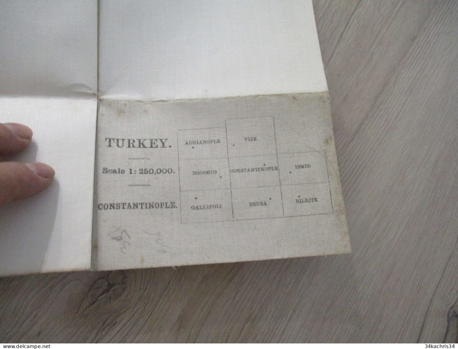 Carte Toilée Turquie Turkey Constantinople war office 1909 73 X60 environ