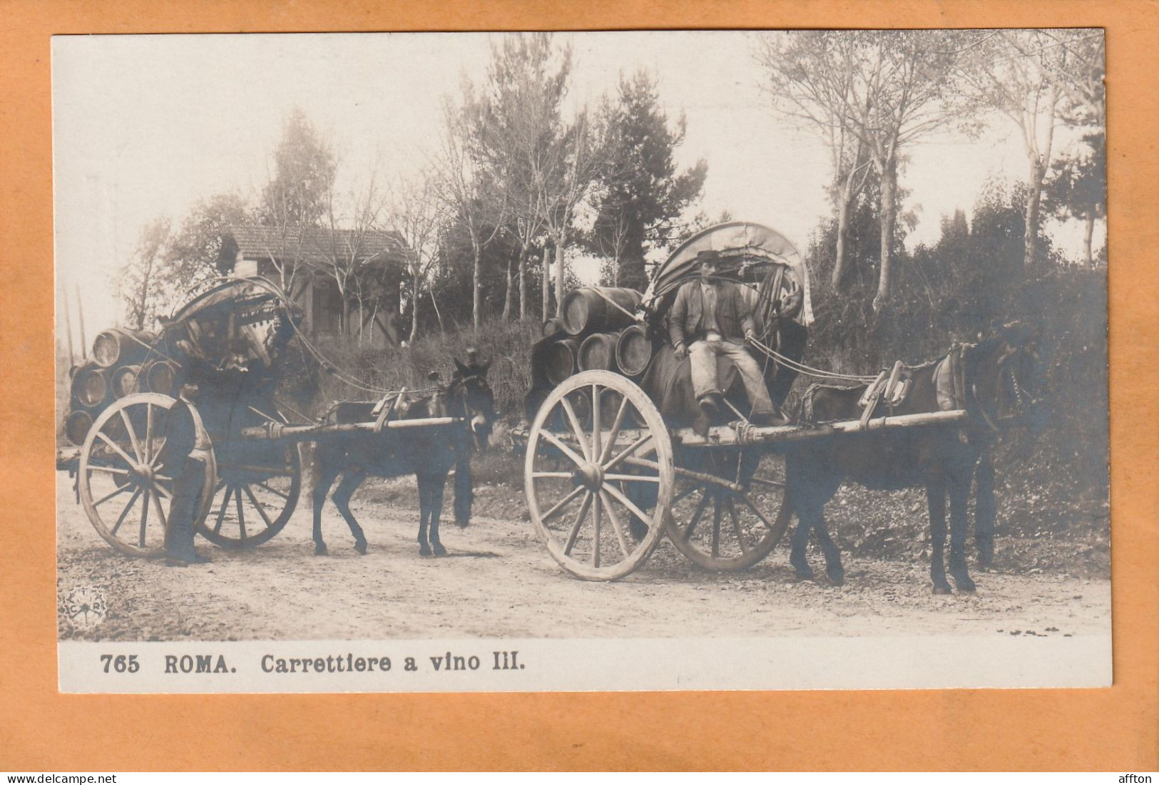 Rome Types Transport Wine Italy Old  Postcard - Transportmiddelen