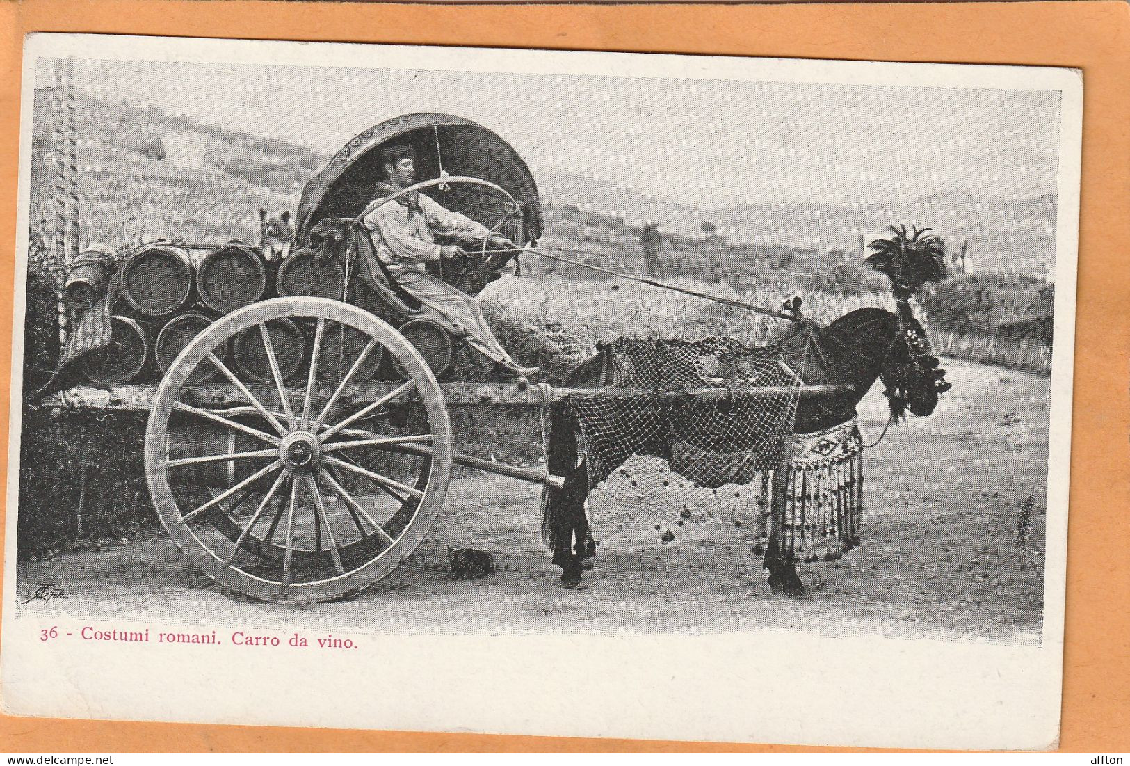 Rome Types Transport Wine Italy Old  Postcard - Transportes