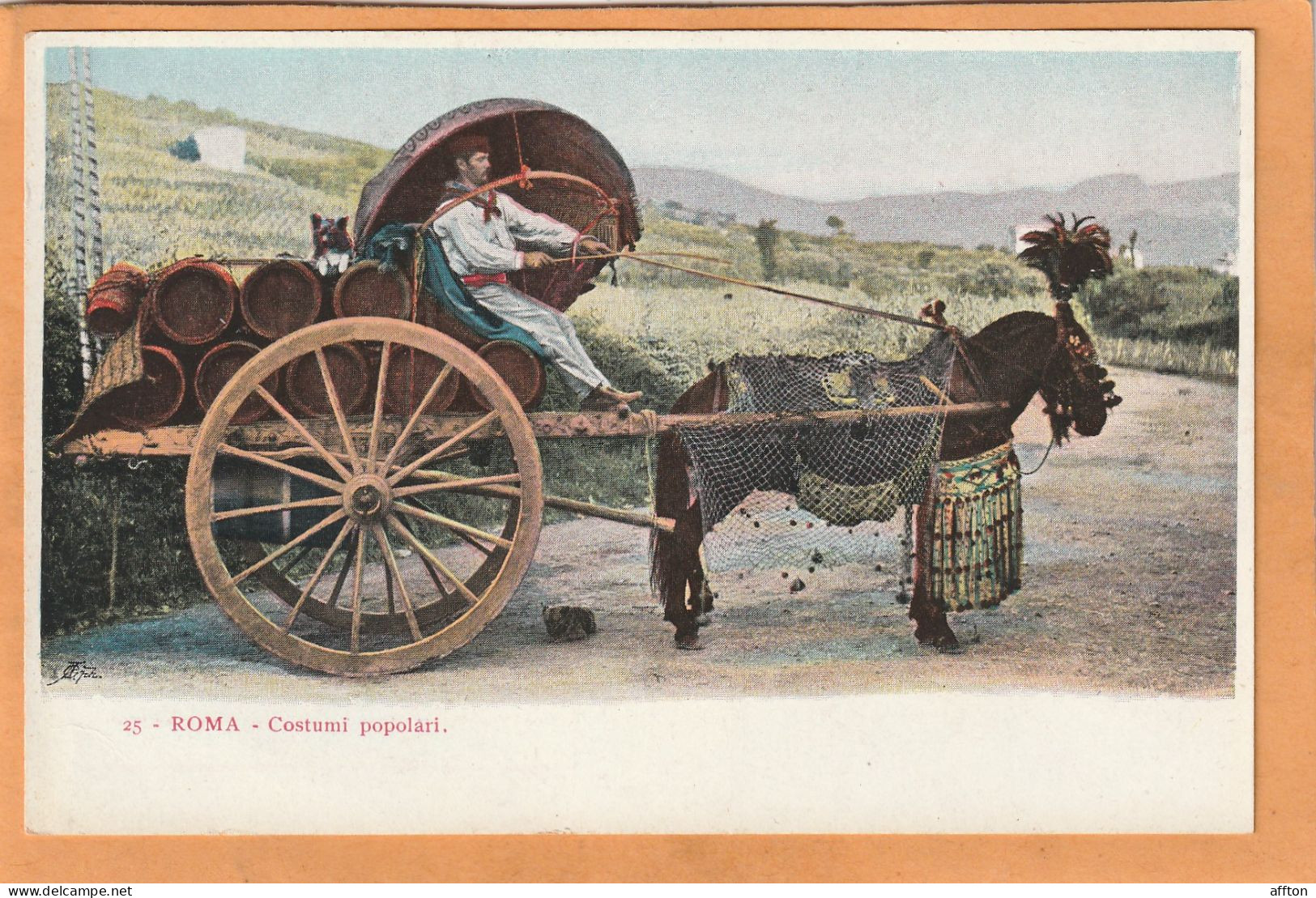 Rome Types Transport Wine Italy Old  Postcard - Transports