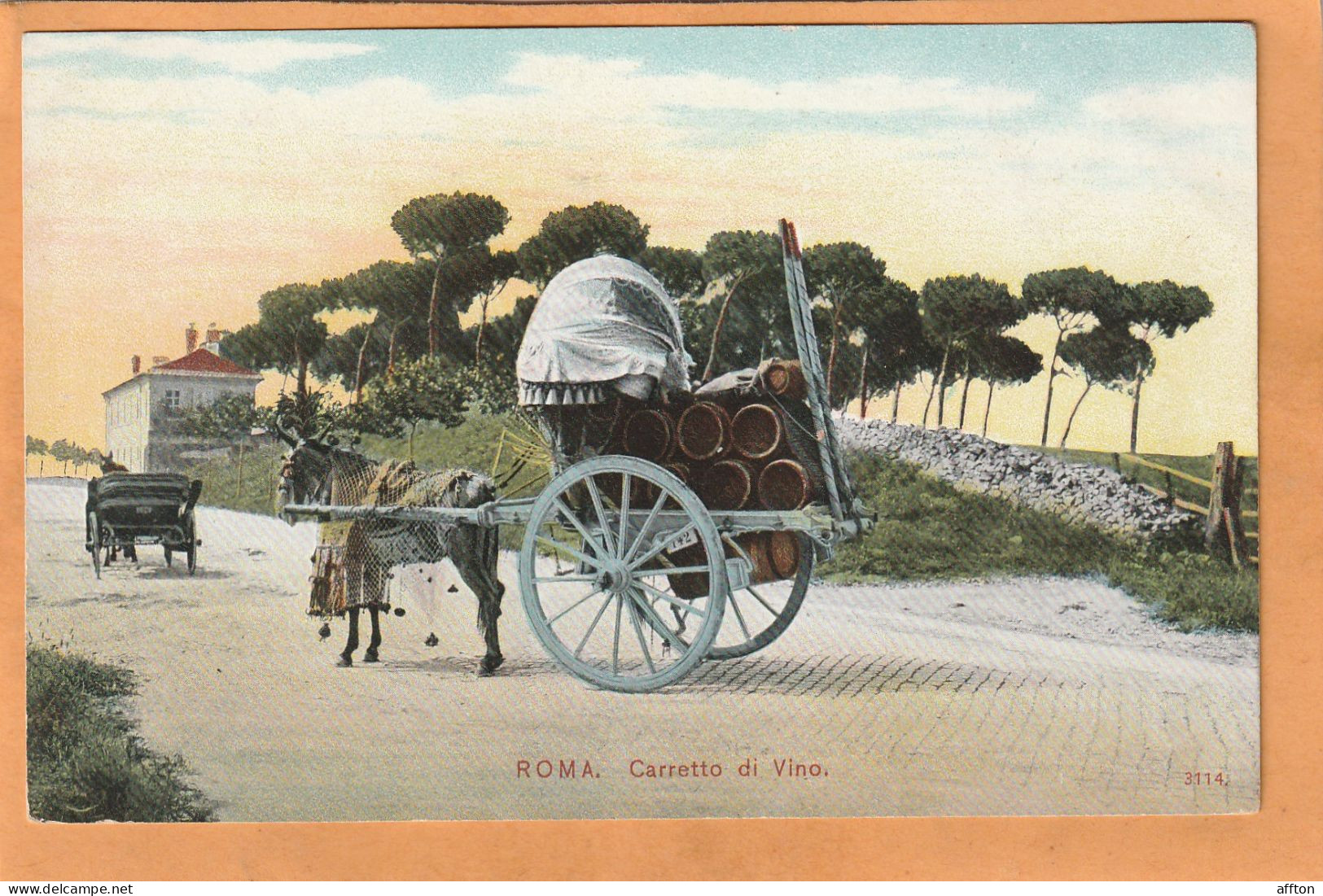 Rome Types Transport Wine Italy Old  Postcard - Trasporti