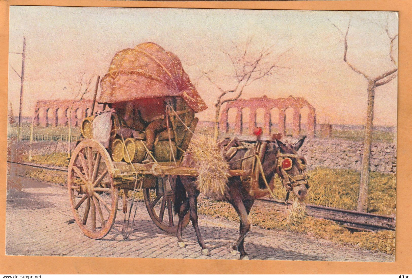 Rome Types Transport Wine Italy Old  Postcard - Trasporti