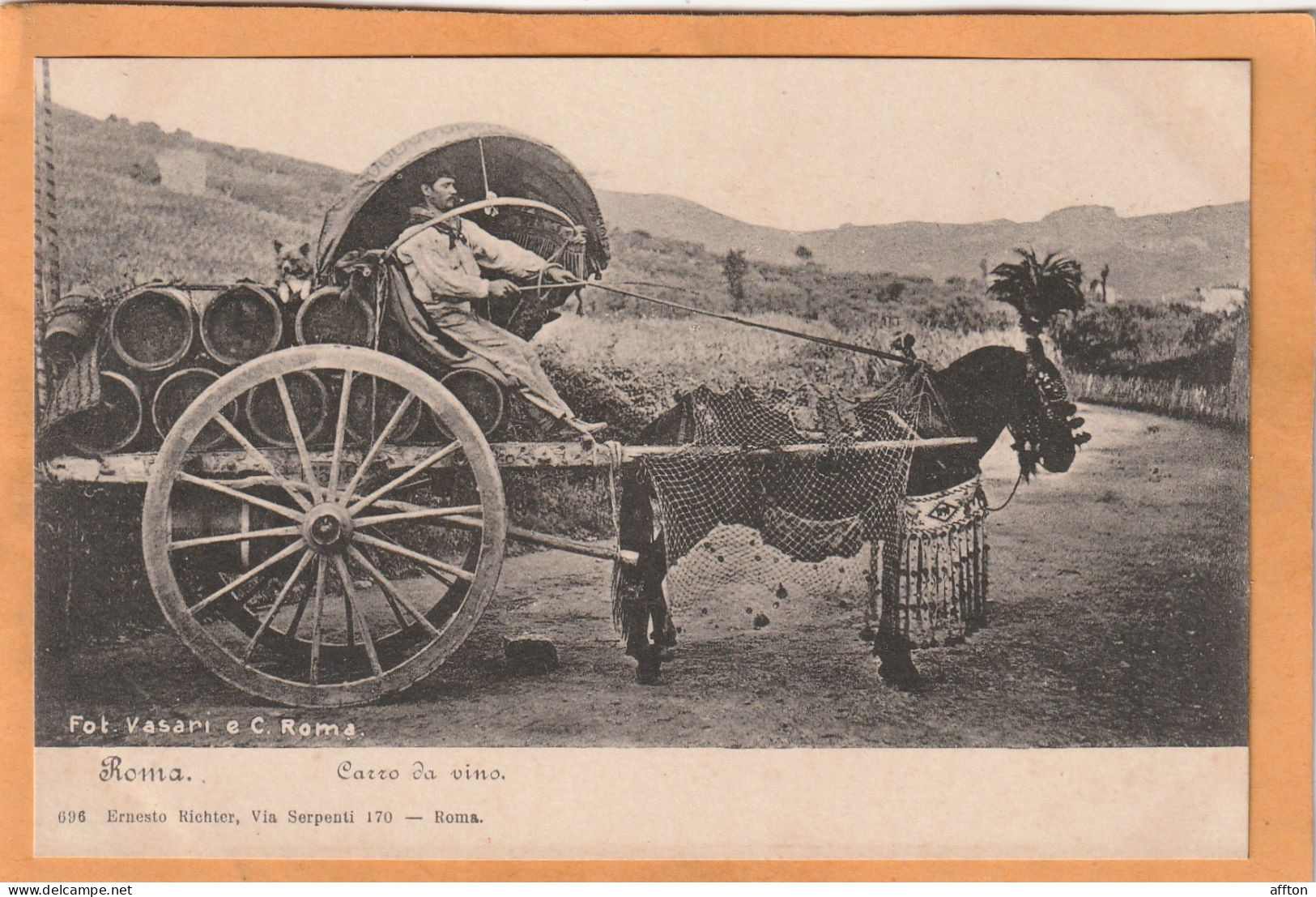 Rome Types Transport Wine Italy Old  Postcard - Transportmiddelen